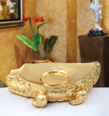 廠(chǎng)家直銷(xiāo)樹(shù)脂工藝品鱷魚(yú)果盤(pán) 融合藝術(shù)與實(shí)用的高檔家居飾品